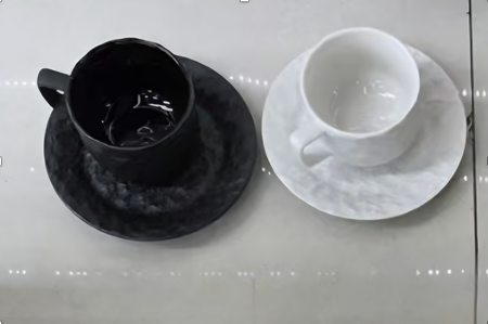 AA1516 TAZA CON PLATO CERAMICA BLANCO Y NEGRO