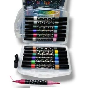 12 Marcadores doble punta 24 colores c/GLITER 0007 [JS-825-24]