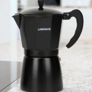 CAFETERA ITALIANA NEGRA GRIS BARISTA 26X 18 CM 12 POCILLOS 640 ML