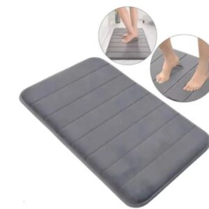 ALFOMBRA DE BAÑO 60 X 40 CM LISA MEMORIA NEGRA-GRIS-BLANCA