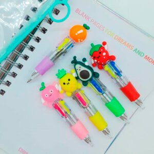 PK2403251 - Mini Birome 4 Colores Frutas x 5