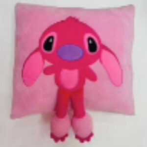 Almohada Stitch y Angel fondo rosa 35cm