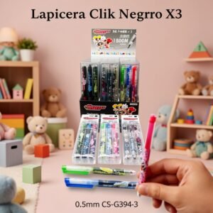 Lapicera Clik Negro X3 0.5mm [CS-G394-3]