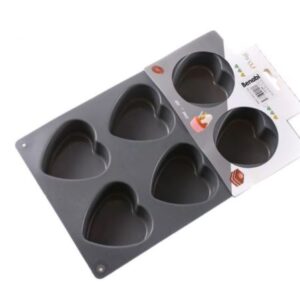 MOLDE CORAZON X 6 REDONDOS EN SILICONA PESADA GRIS