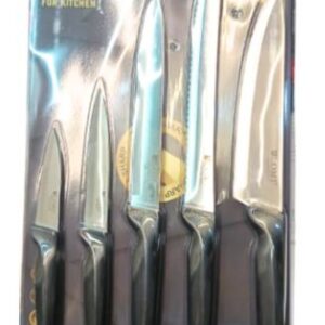 SET CUCHILLOS X 5 MANGO NEGRO ACERO INOXIDABLE KITCHEN SET