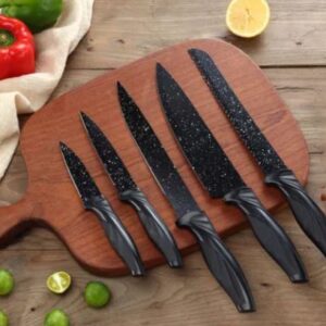 SET CUCHILLOS X 5 FILO LASER MANGO NEGRO KITCHEN SET