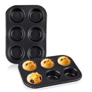 MOLDE MUFFINS CUPCAKES X 6 ANTIHADERENTE DE TEFLON SUPER RESISTENTE