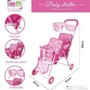 COCHE DE MELLIZOS PARA MUÑECA (30x50x66 CM)