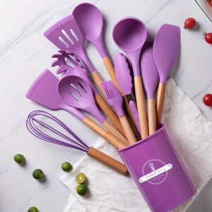 SET 12 PIEZAS UTENSILIOS DE SILICONA + BASE