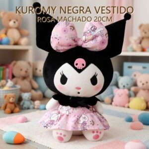 KUROMY NEGRA VESTIDO ROSA MACHADO 20CM