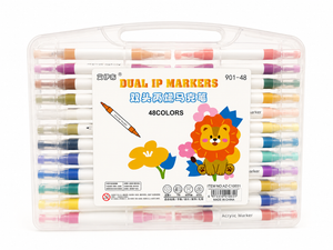 MARCADORES DE DOBLE PUNTA EN ESTUCHE RIGIDO 48 COLORES