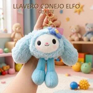 LLAVERO CONEJO ELFO CELESTE