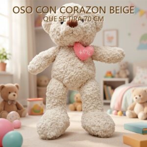 OSO CON CORAZON BEIGE QUE SE TIRA 70 CM