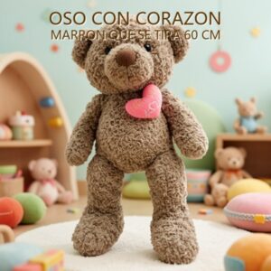 OSO CON CORAZON MARRON QUE SE TIRA 60 CM
