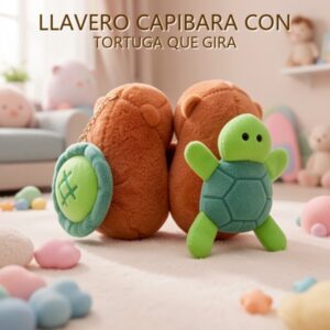 LLAVERO CAPIBARA CON TORTUGA QUE GIRA