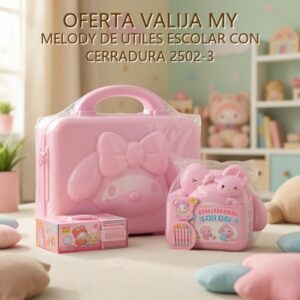 VALIJA MY MELODY DE UTILES ESCOLAR CON CERRADURA 2502-3