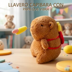 LLAVERO CAPIBARA CON PAPA QUE VIBRA