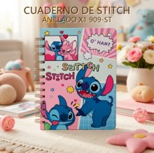CUADERNO DE STITCH ANILLADO X1 909-ST