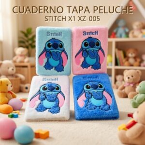CUADERNO TAPA PELUCHE STITCH X1 XZ-005
