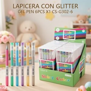 LAPICERA CON GLITTER GEL PEN 6PCS X1 CS-G302-6