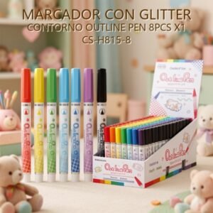 MARCADOR CON GLITTER CONTORNO OUTLINE PEN 8PCS X1 CS-H815-8