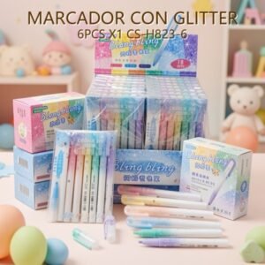 MARCADOR CON GLITTER 6PCS X1 CS-H823-6