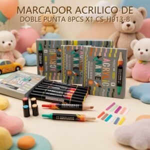 MARCADOR ACRILICO DE DOBLE PUNTA 8PCS X1 CS-H913-8