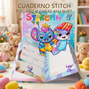 CUADERNO STITCH PLEGABLE 3 CARAS X1U SURT. [SC-7602]