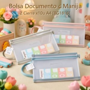 Bolsa Documento c Manija 2 Cierre x10u A4 [BG1816]
