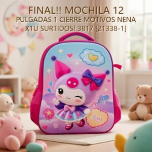 MOCHILA 12 PULGADAS 1 CIERRE MOTIVOS NENA X1U SURTIDOS! 3817 [21338-1]