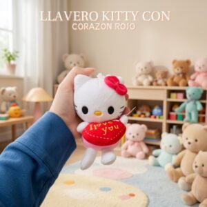 LLAVERO KITTY CON CORAZON ROJO