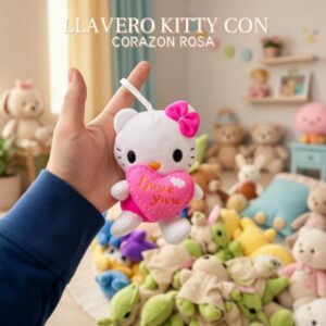 LLAVERO KITTY CON CORAZON ROSA