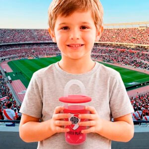 VASO CON BOMBILLA DE RIVER PLATE 400 ML