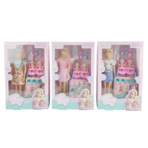 MUÑECA TINY MAMA MELLIZOS CON ACCESORIOS 32 X 20 X 8 CM