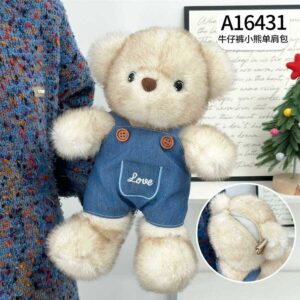 Bolso de hombro con forma de oso vaquero de 24 cm