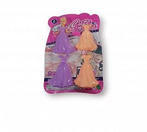 MUÑECA CON 2 VESTIDOS + CARTERA  8X13CM