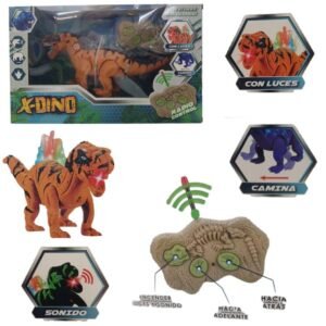DINOSAURIO A RADIO CONTROL CON LUZ SONIDO 35X22CM