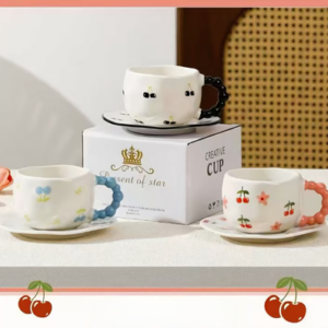 TAZA CERAMICA CON PLATO CEREZAS 2025080816974