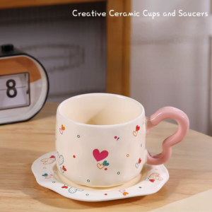 TAZA CERAMICA CON PLATO MULTI CORAZONES 2025080822692