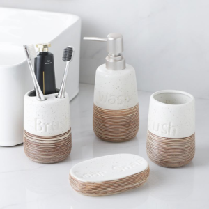 SET JABONERA, VASO, DISPENSER JABON LIQUIDO Y PORTA CEPILLO
