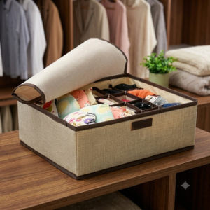 Organizador de tela algodón-lino color beige 17 c