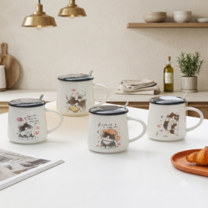 TAZA DE CERáMICA + TAPA + CUCHARA