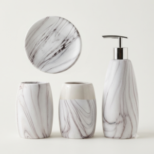 SET JABONERA, VASO, DISPENSER JABON LIQUIDO Y PORTA CEPILLO