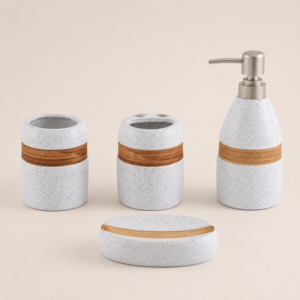 SET JABONERA, VASO, DISPENSER JABON LIQUIDO Y PORTA CEPILLO