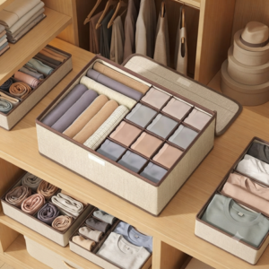 Organizador de tela algodón-lino color beige 13 c