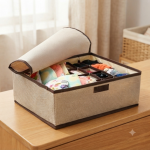 Organizador de tela algodón-lino color beige 13 c