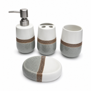 Set: jabonera, vaso, dispenser jabon liquido, port
