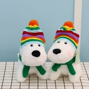 Perrito con gorro con bufanda 23cm