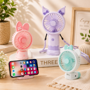 VENTILADOR PORTÁTIL KAWAII CON SOPORTE PARA CELULAR