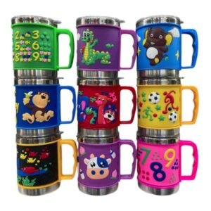 TAZA 3D TERMICA ACERO Y GOMA C TAPA